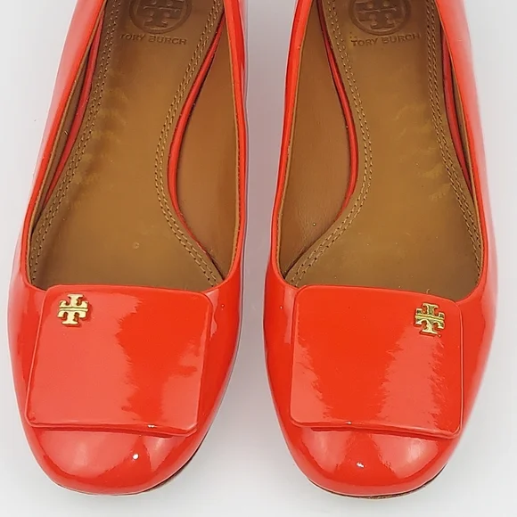 Tory Burch Yardley Poppy Red Orange Flats 8 - Picture 2 of 12